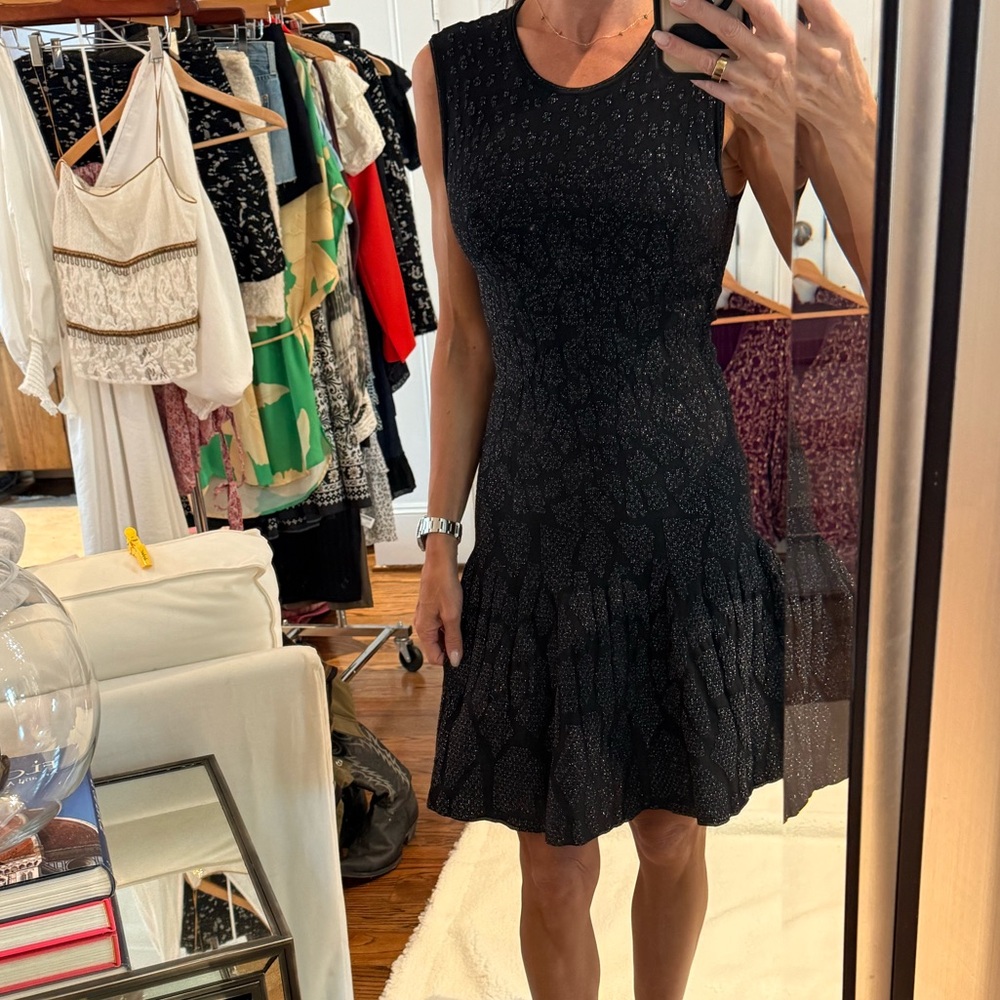 Roberto Cavalli Black Patterned Knit Mini Dress